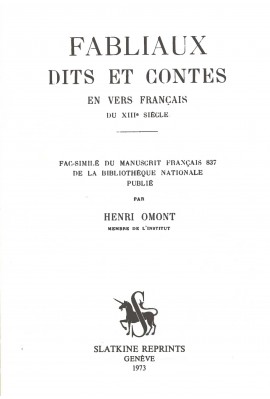 FABLIAUX, DITS ET CONTES EN VERS FRANCAIS DU XIIIE SIECLE.